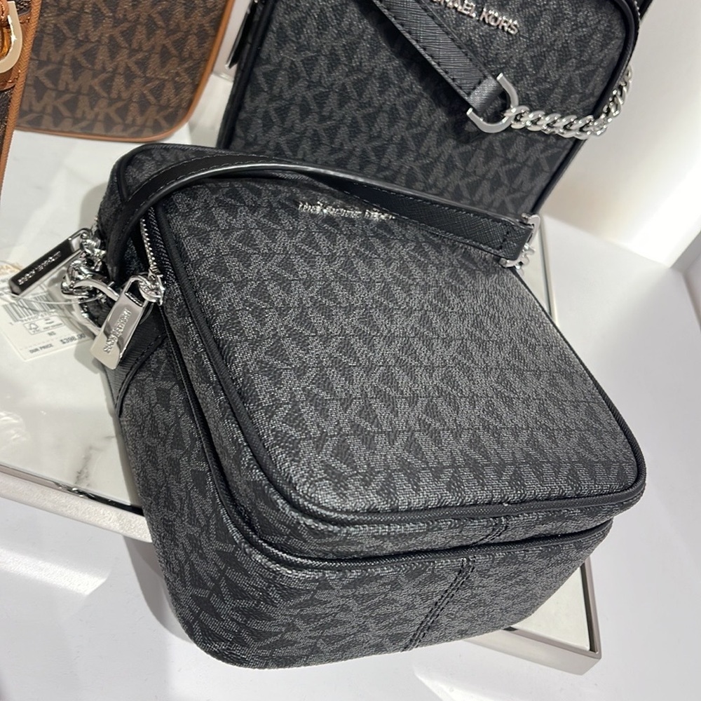 Michael Kors Women's Jet Set Travel Medium Logo Adult Crossbody Bag Black - Picture 11 of 16